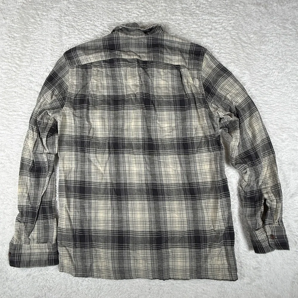J. Crew CN407 Mens S Beige Gray Plaid L/S Button Front Cotton Hemp Shirt
